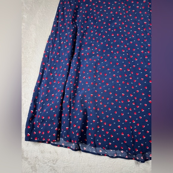 Talbots Navy Blue Red Heart Print XO Midi Slip Skirt Size 8 - Picture 6 of 16